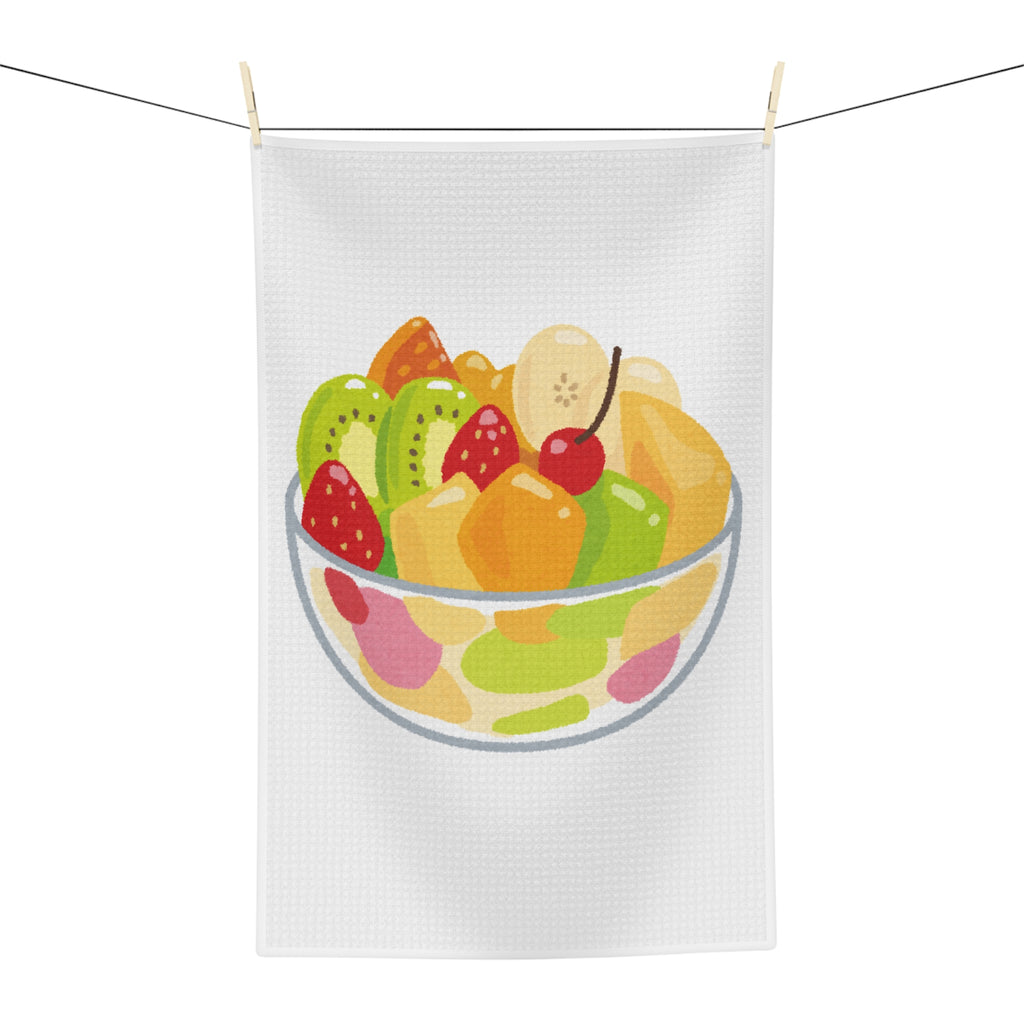 Fruit Salad Microfiber Tea Towel — Colorful Bowl of Fresh Fruit Kitchen Towel