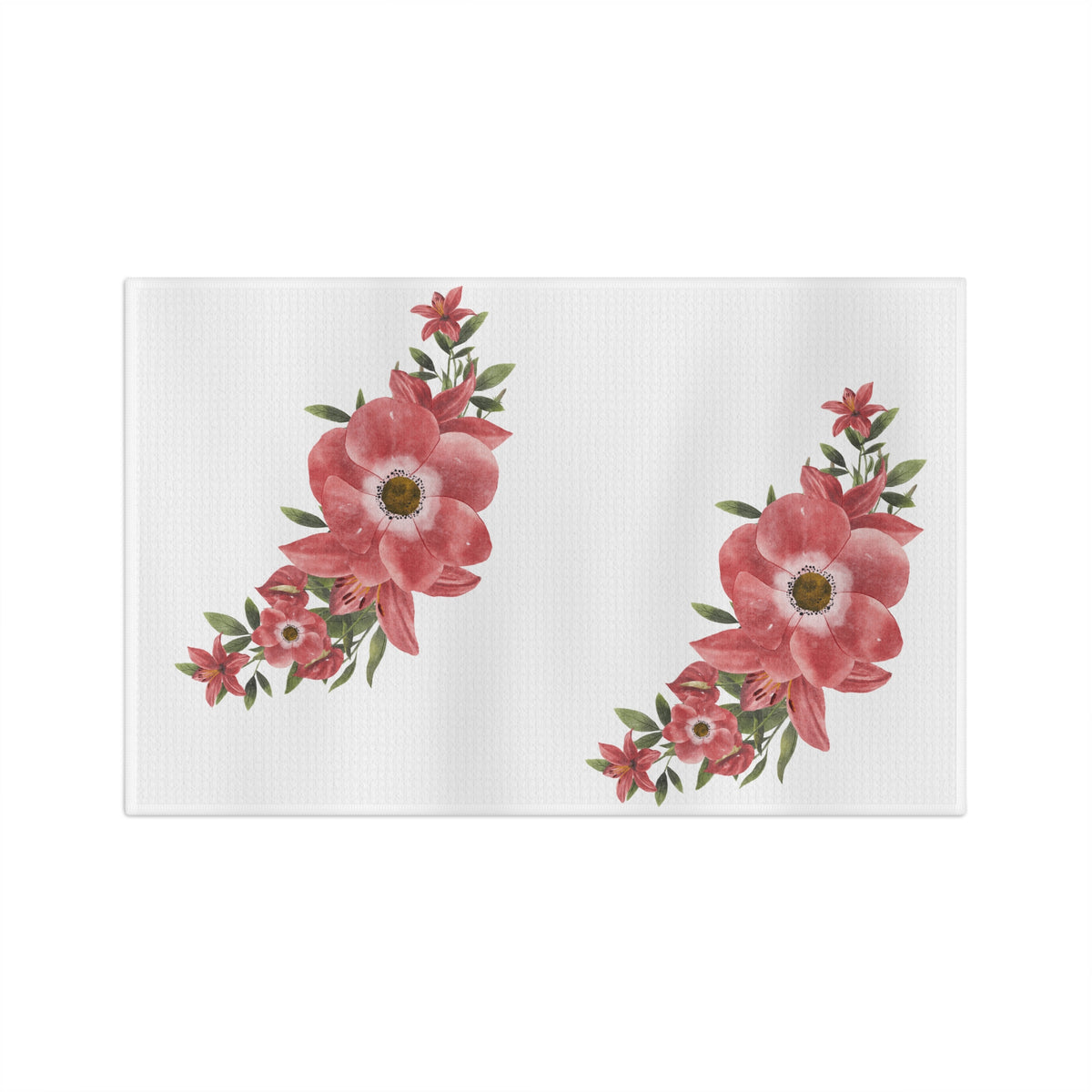 Floral Watercolor Tea Towel — Pink Peony Kitchen Dish Towel