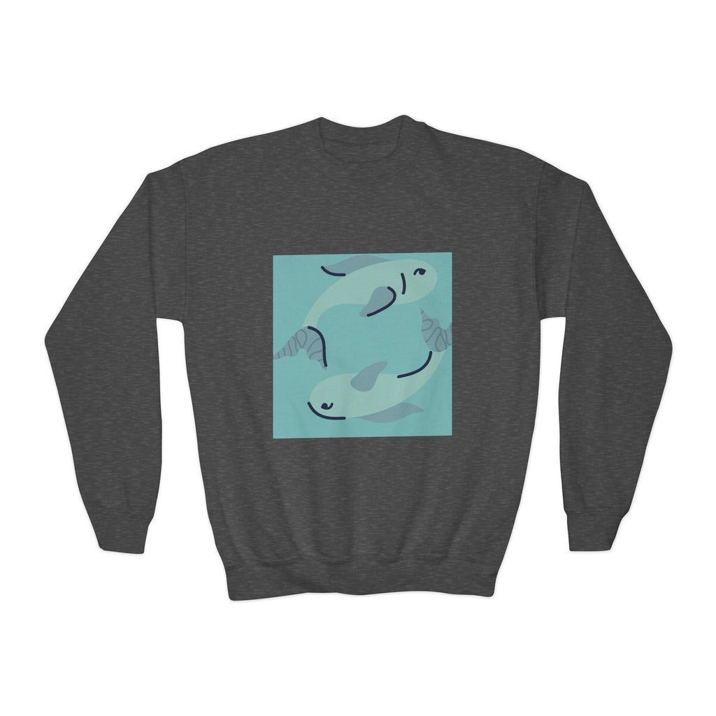 Youth Crewneck Sweatshirt — Playful Koi Fish Graphic Pullover