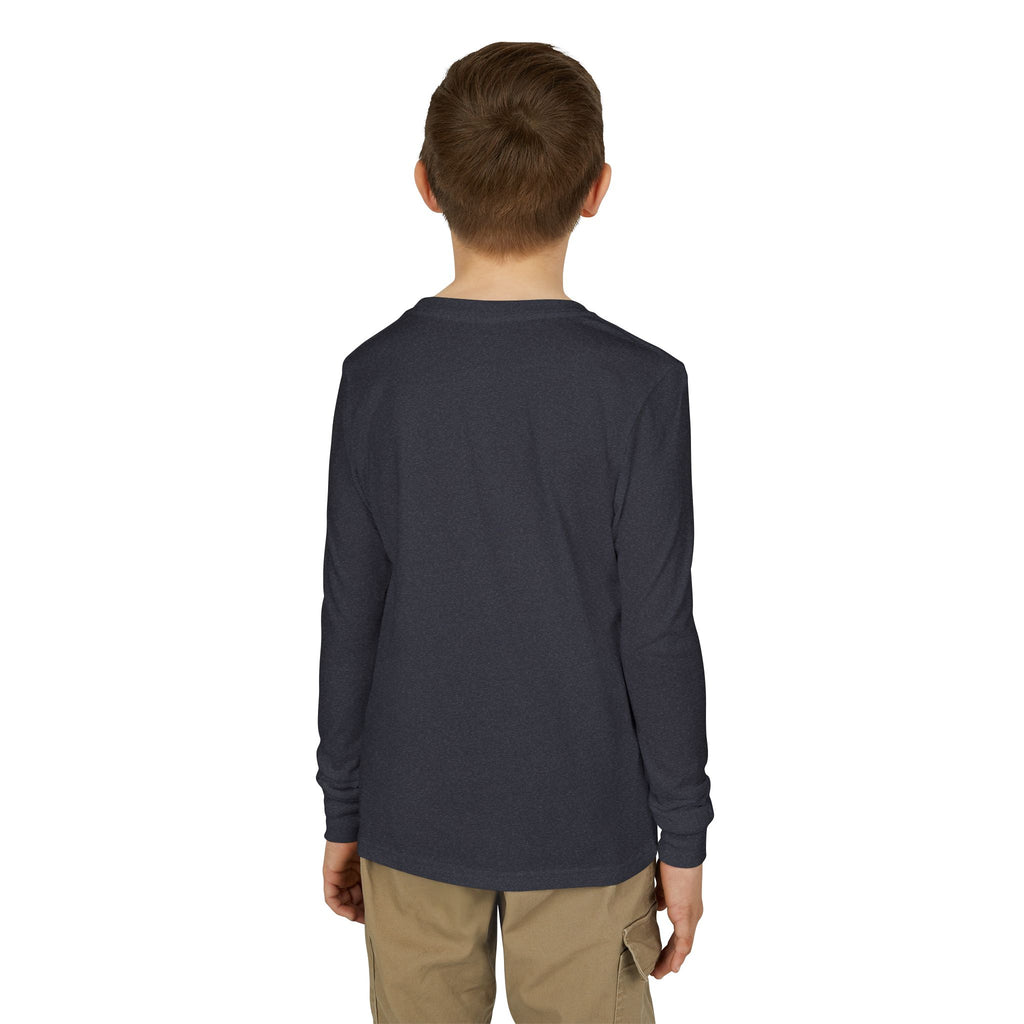Blue Sports Car Youth Long Sleeve Tee | Racing Print, Gradient Frame