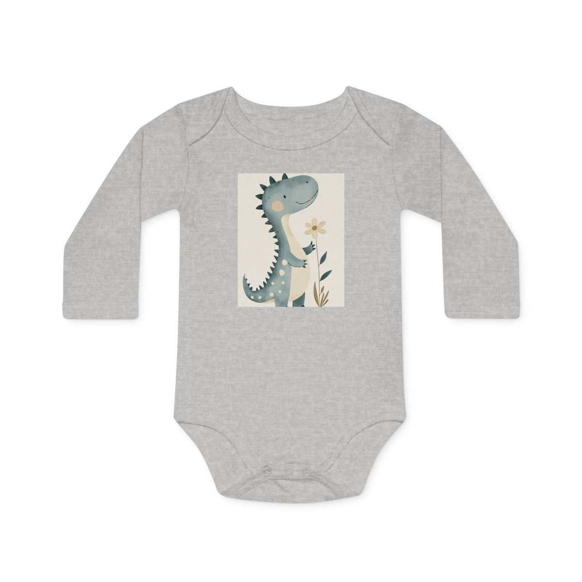 Dinosaur Floral Baby Bodysuit — Organic Long-Sleeve Infant Onesie