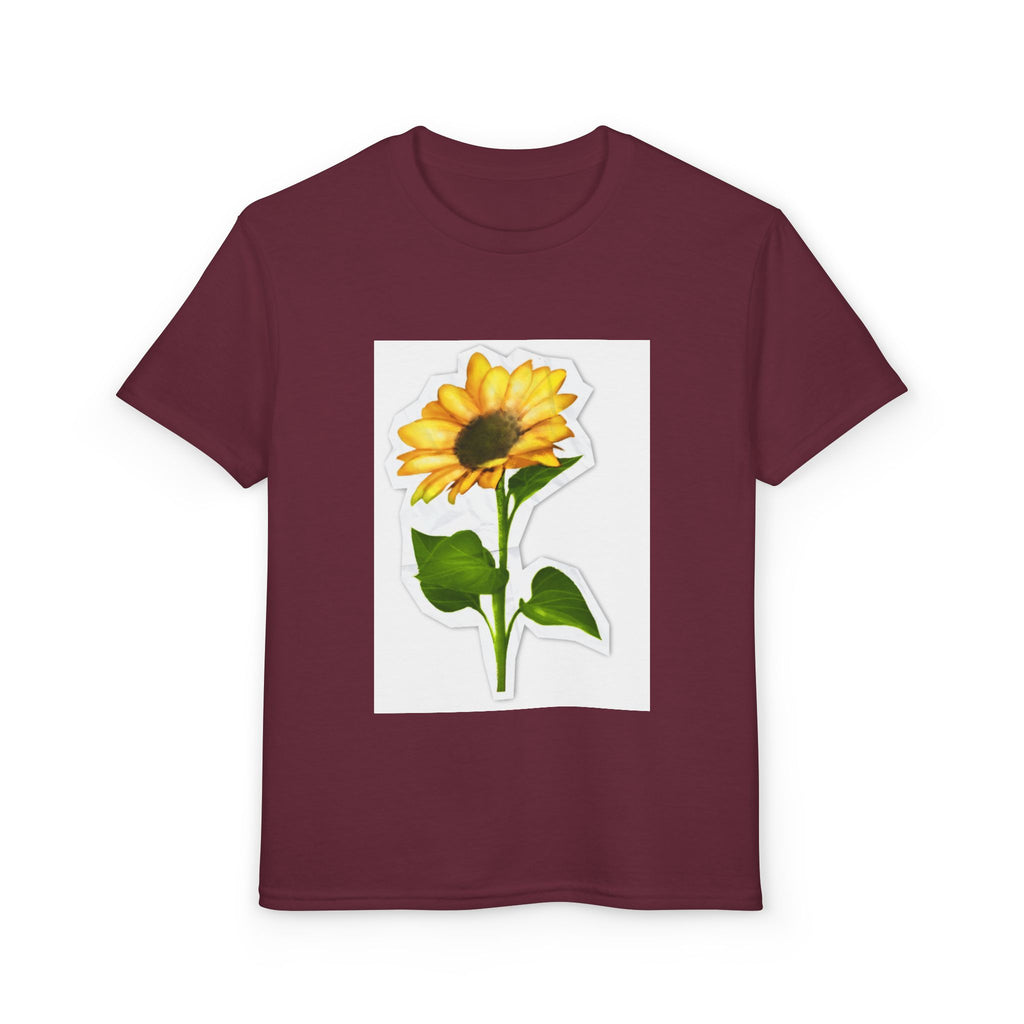 Sunflower Illustration Youth T-Shirt | Yellow Bloom Floral Tee