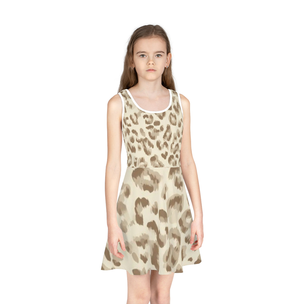 Girls' Leopard Print Sundress – Beige Safari AOP Twirl Dress