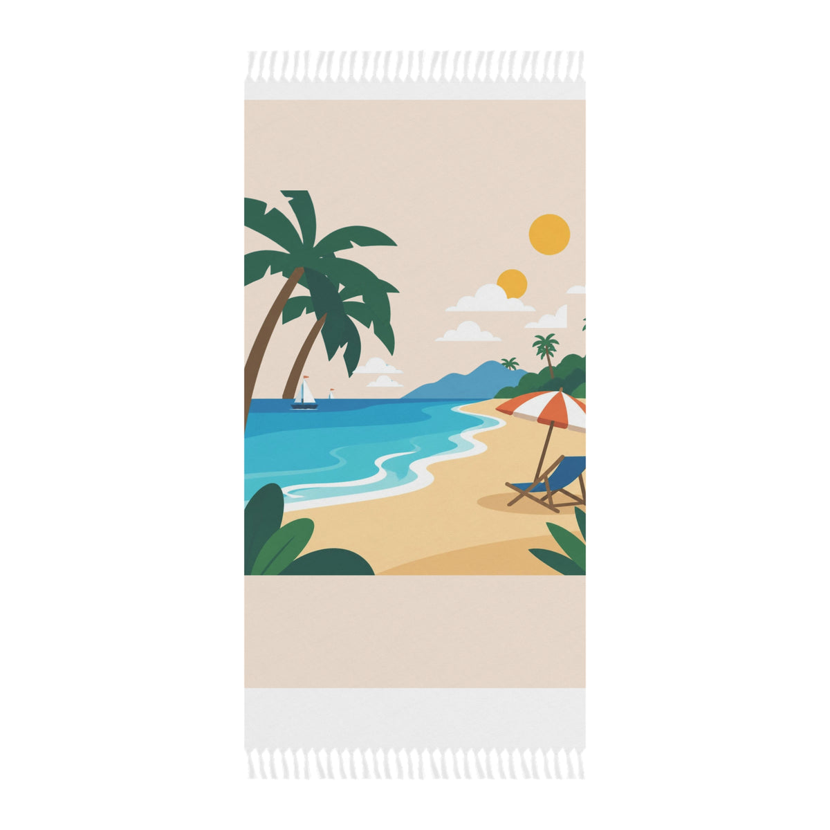 Boho Beach Towel — Tropical Palm Sunset Print