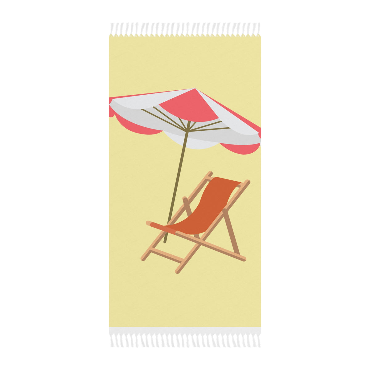 Boho Beach Towel – Retro Deck Chair & Umbrella Summer Beach Blanket