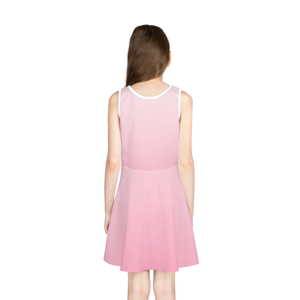 Girls’ Pink Sundress — 'Be Yourself' Cute Cartoon Sun Design
