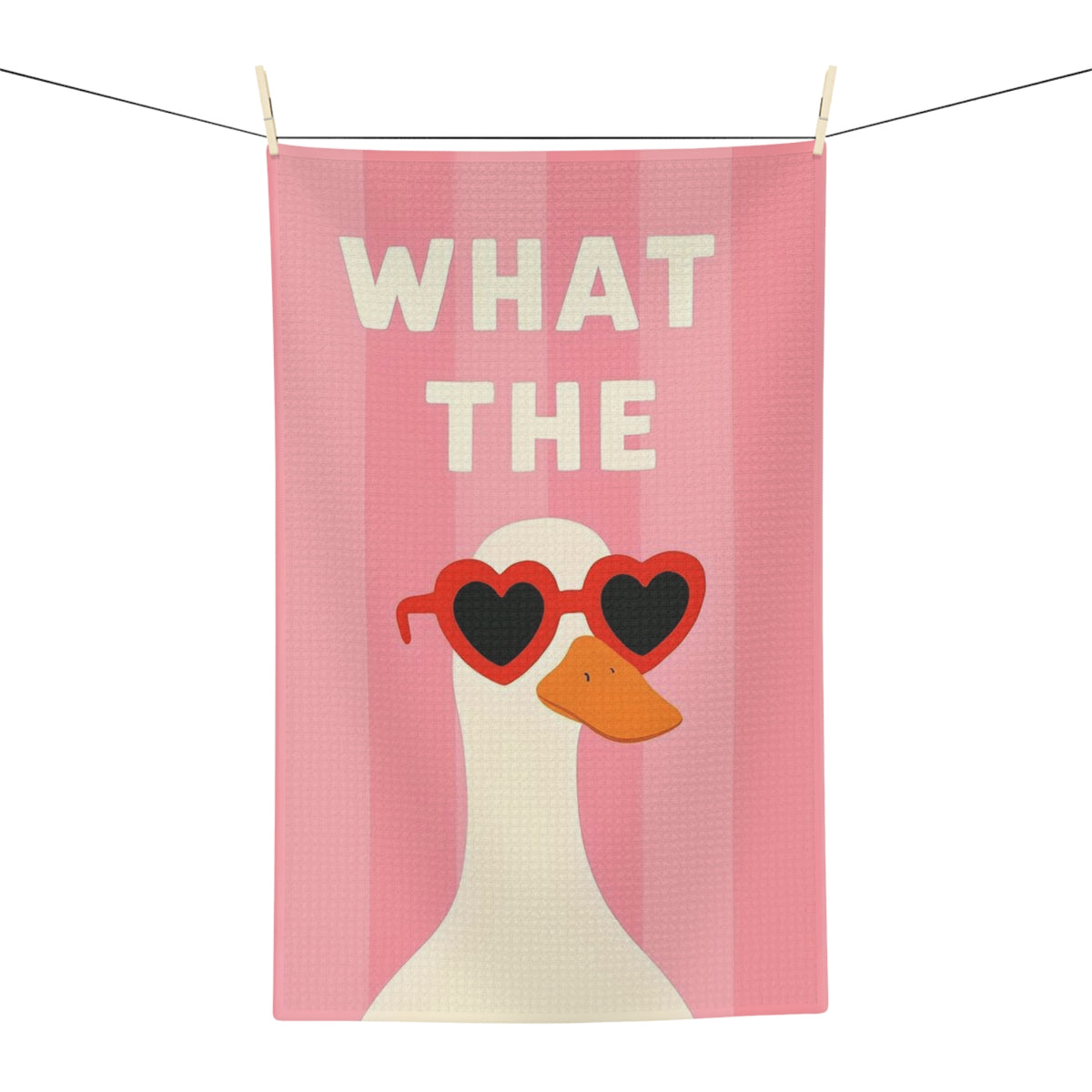 What The Duck Tea Towel — Pink Heart Sunglasses Microfiber Kitchen Towel