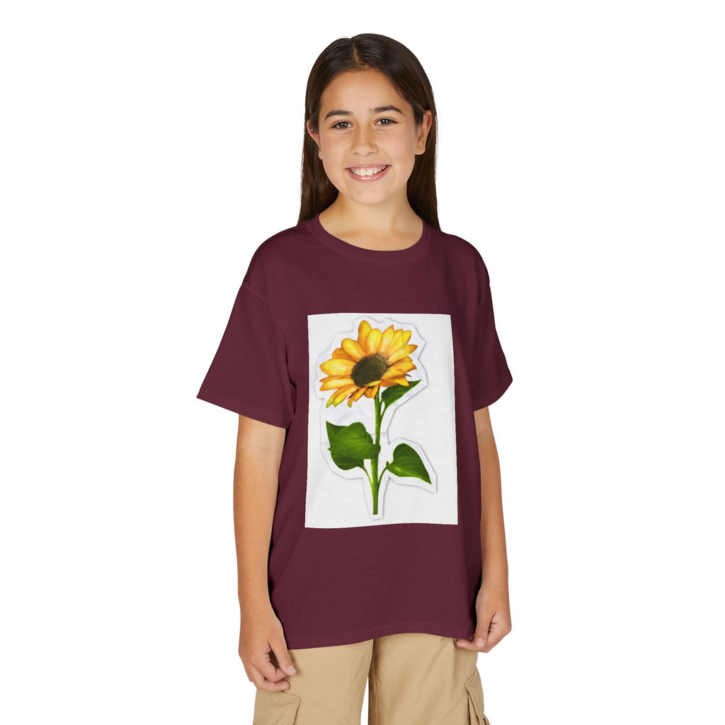 Sunflower Illustration Youth T-Shirt | Yellow Bloom Floral Tee