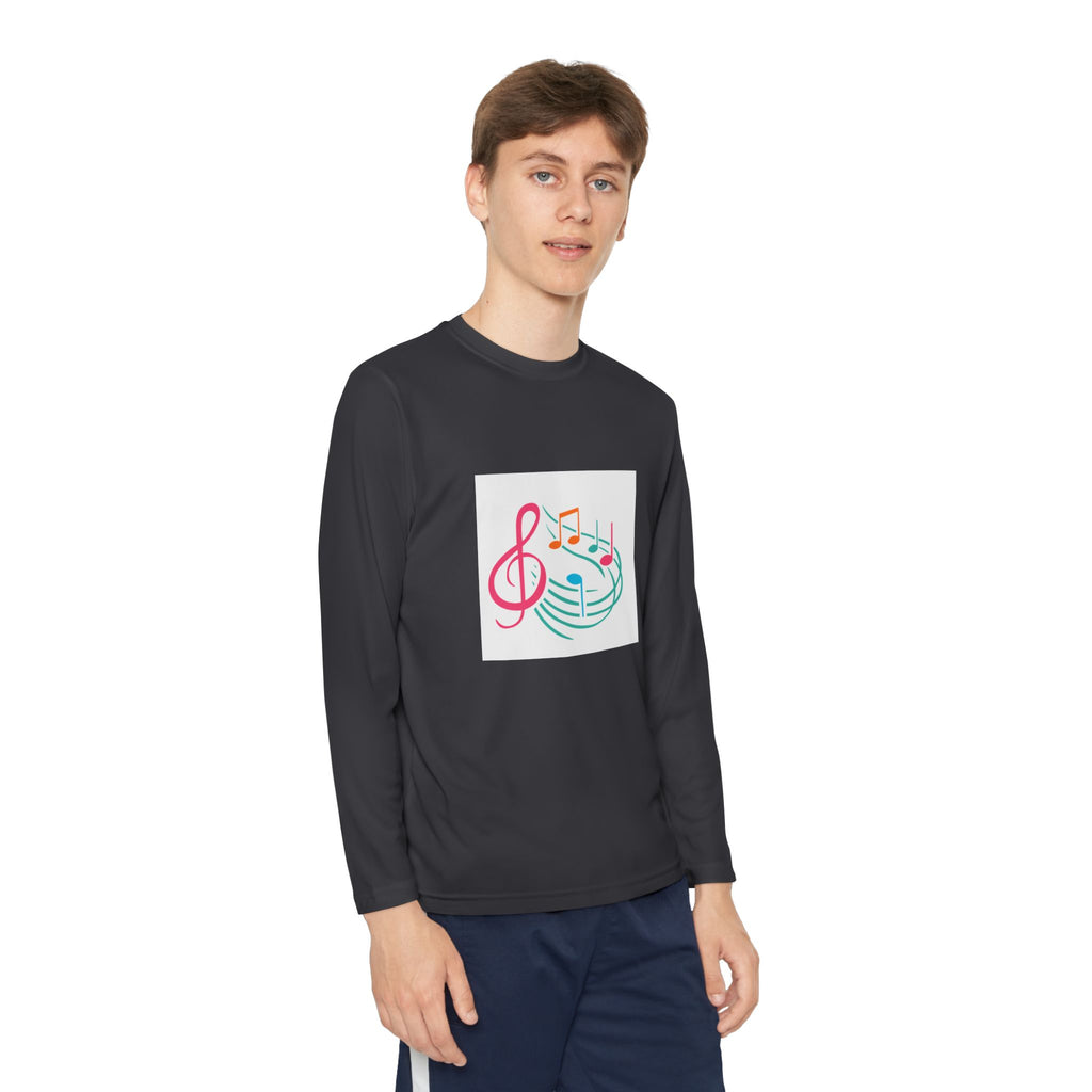 Colorful Music Notes Treble Clef Youth Long Sleeve
