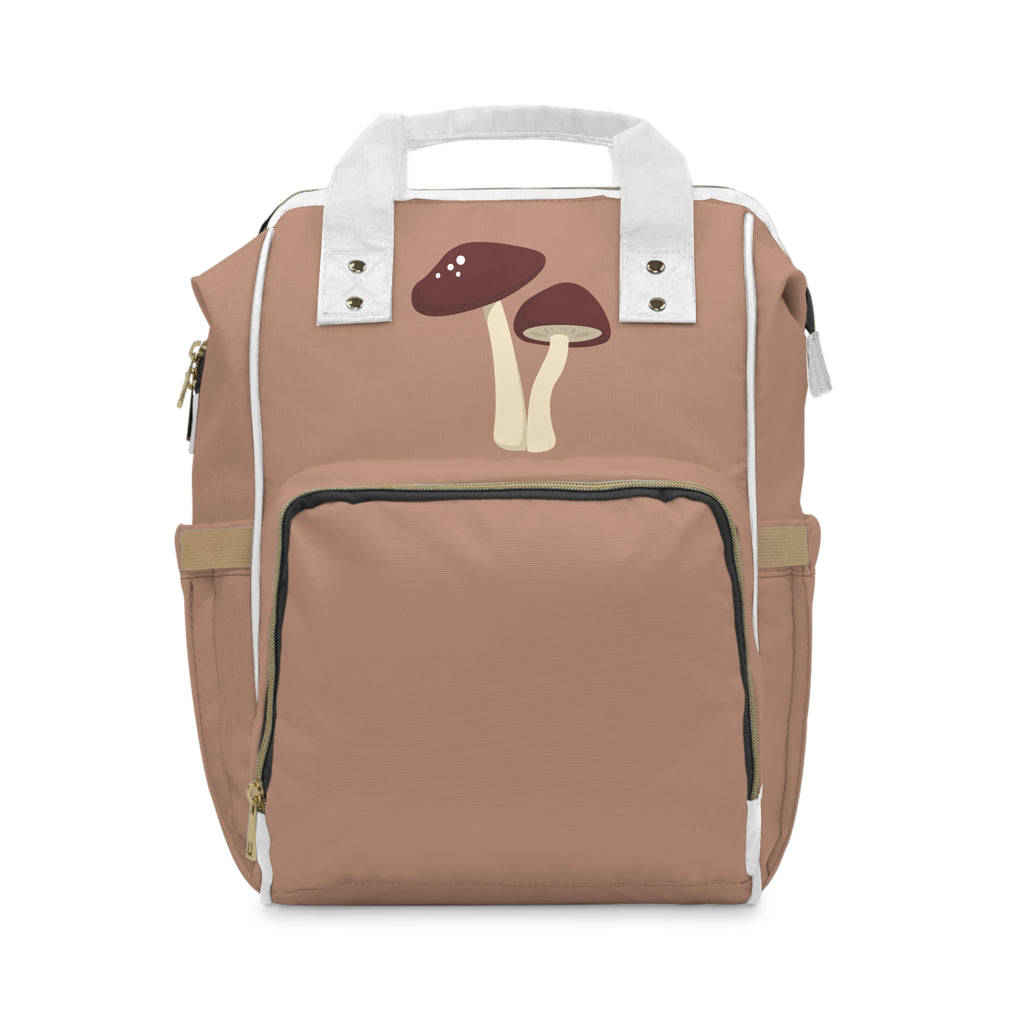 Mushroom Print Diaper Backpack — Multifunctional Baby Bag with Changing Pad