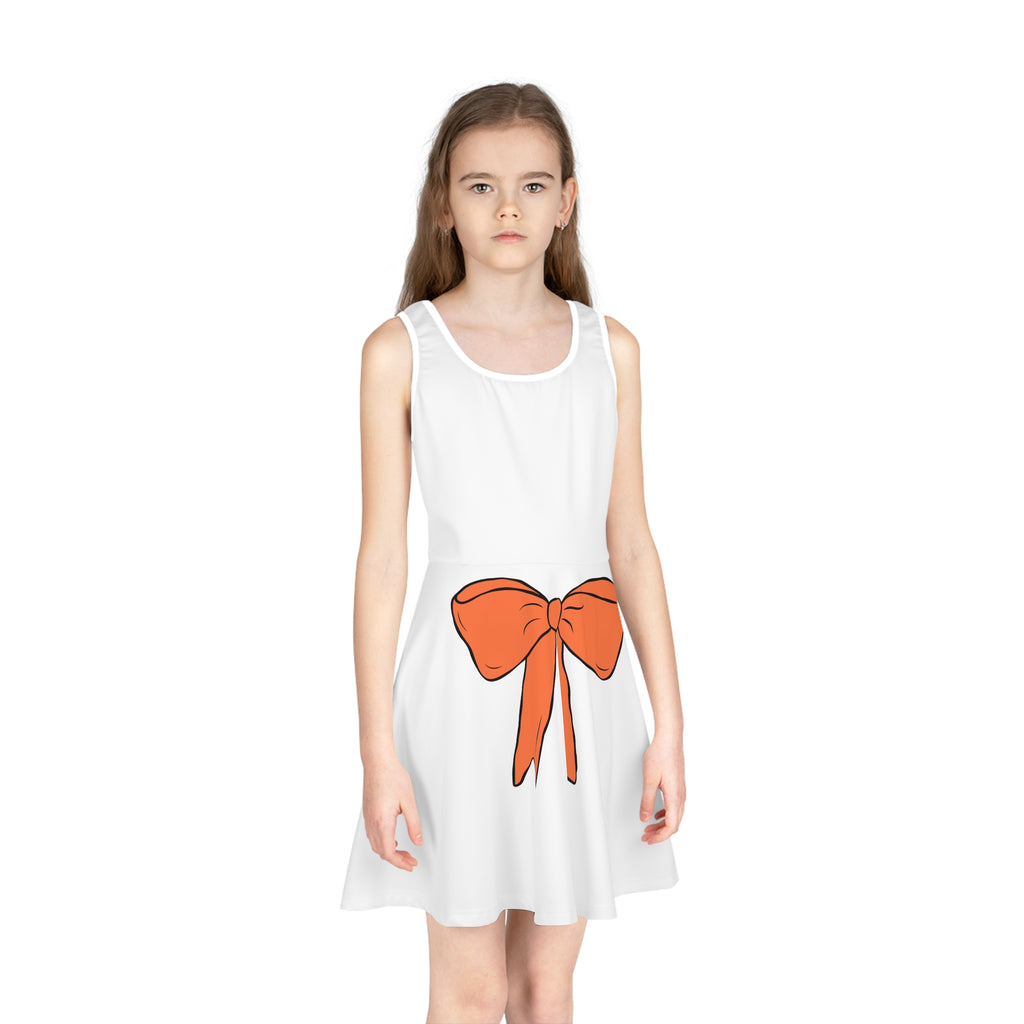 Girls' Sundress with Cute Orange Bow – Sleeveless Summer Dress