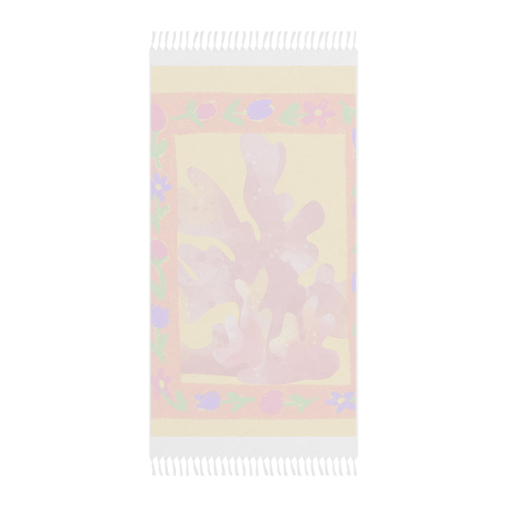 Boho Beach Towel – Tropical Coral Print Fringe Throw