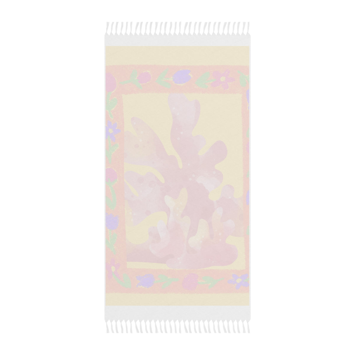 Boho Beach Towel – Tropical Coral Print Fringe Throw