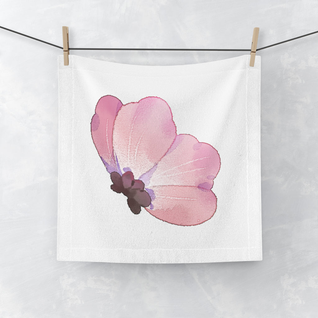 Pink Watercolor Floral Face Towel
