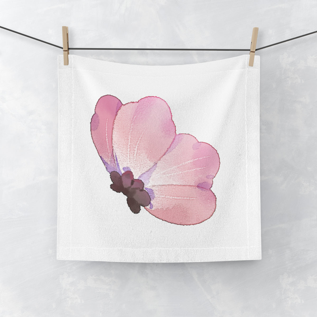 Pink Watercolor Floral Face Towel
