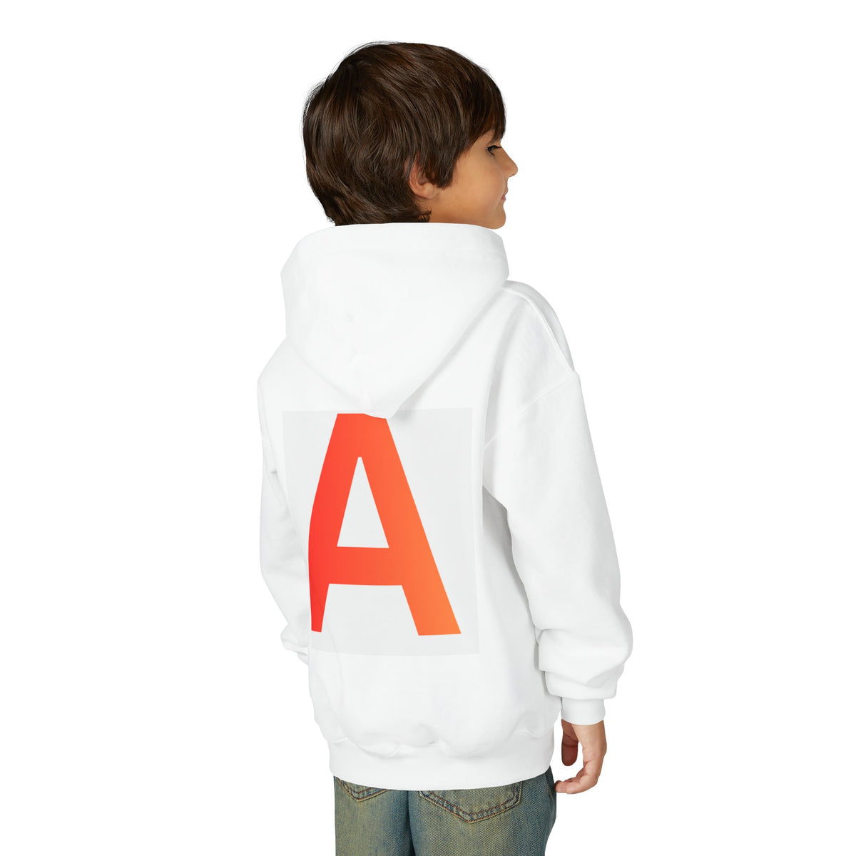 Orange Letter A Hoodie youth sweatshirt | Monogram Initial A Back Print