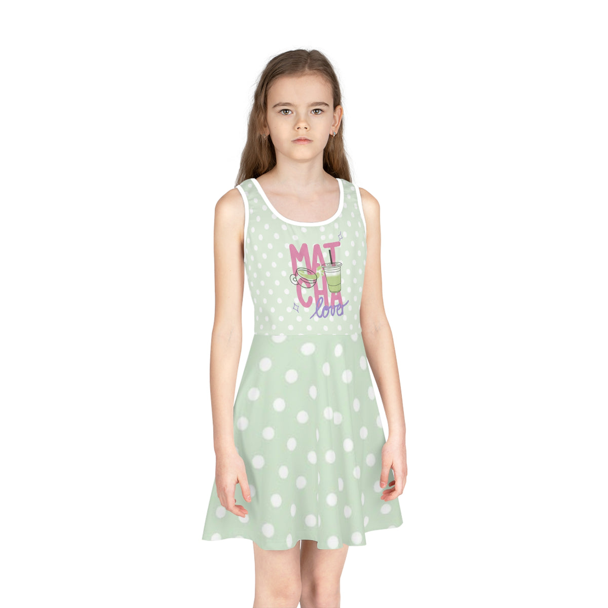Girls’ Mint Polka Dot Sundress — Sleeveless Summer Dress for Kids