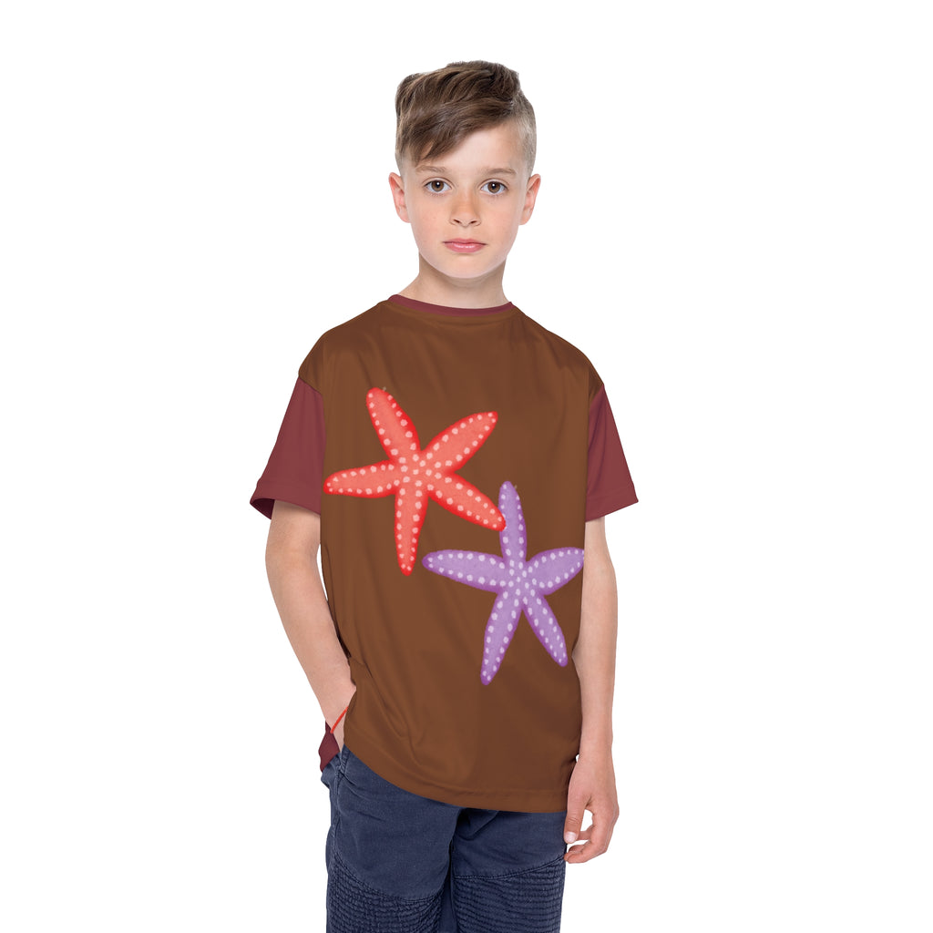 Kids Starfish Sports Jersey — Brown All-Over Print Athletic Tee