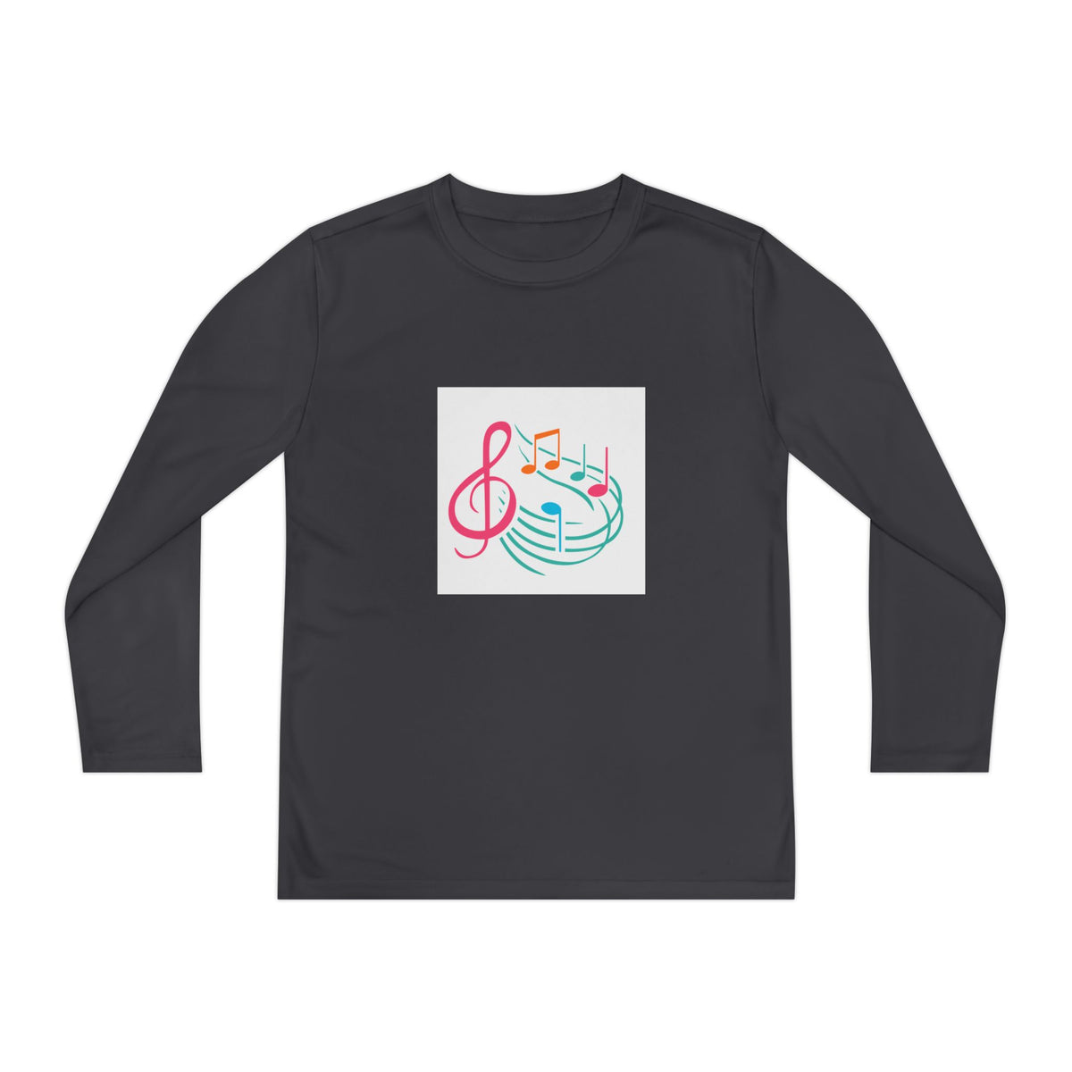 Colorful Music Notes Treble Clef Youth Long Sleeve