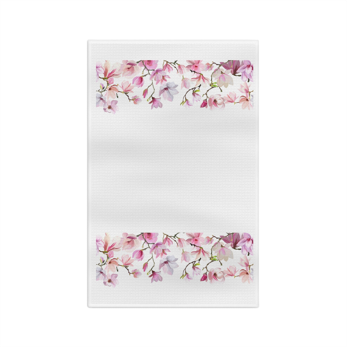 Delicate Floral Border Microfiber Tea Towel — Elegant Botanical Kitchen Linen