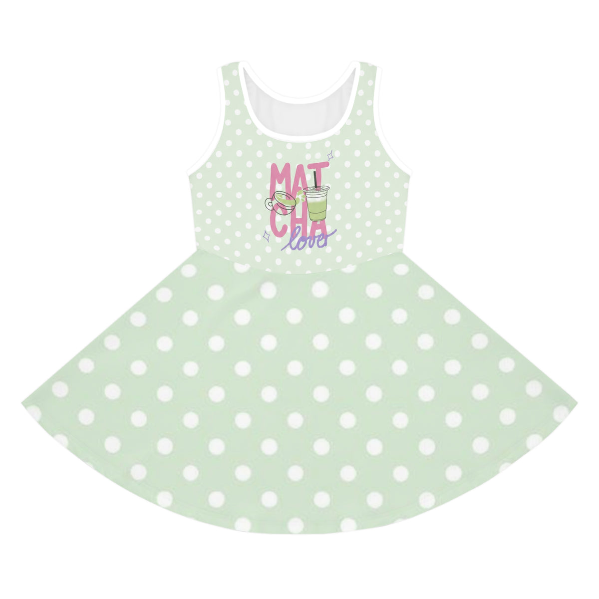 Girls’ Mint Polka Dot Sundress — Sleeveless Summer Dress for Kids