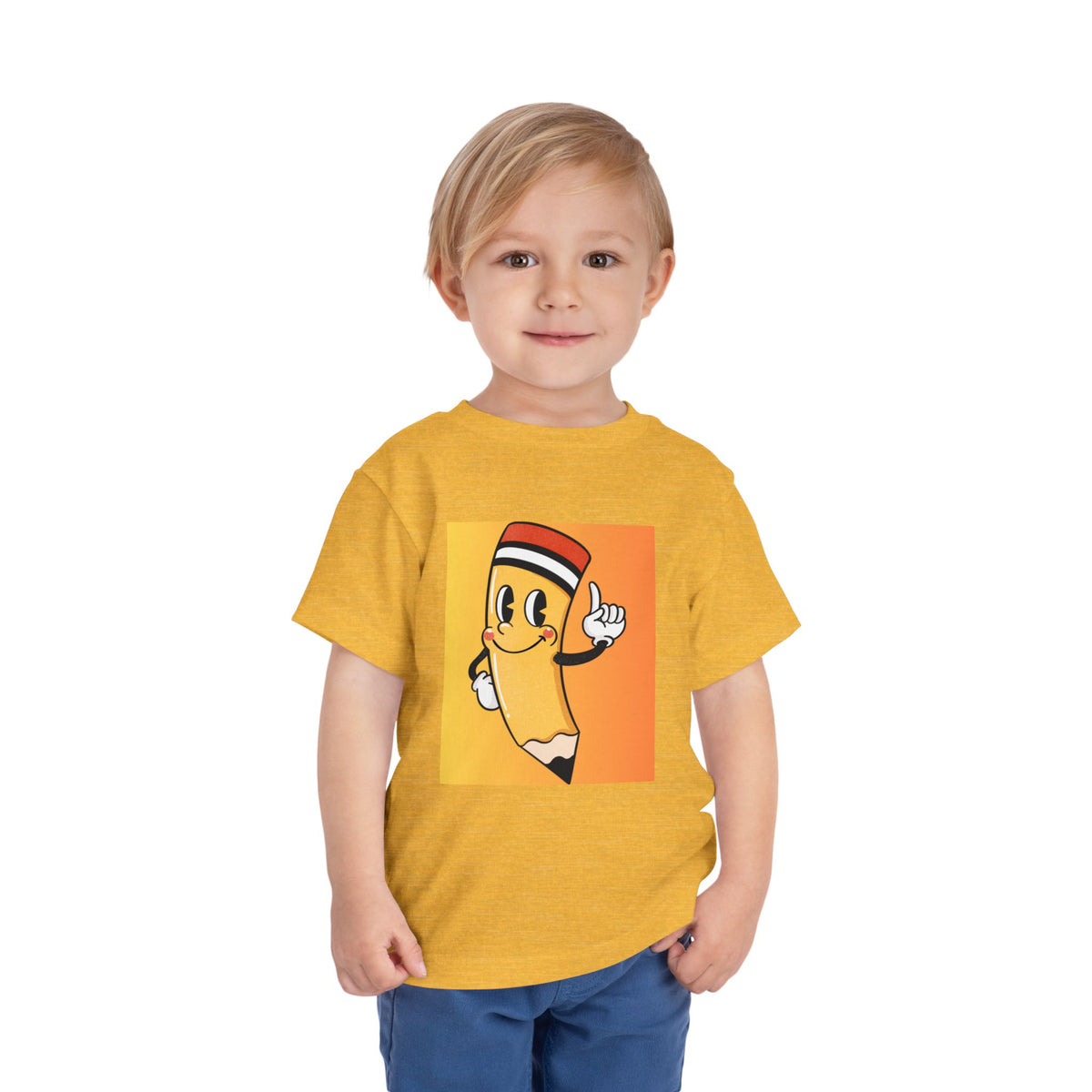 Toddler Tee — Smiling Cartoon Pencil Kids Shirt (Back-to-School, Art Class)