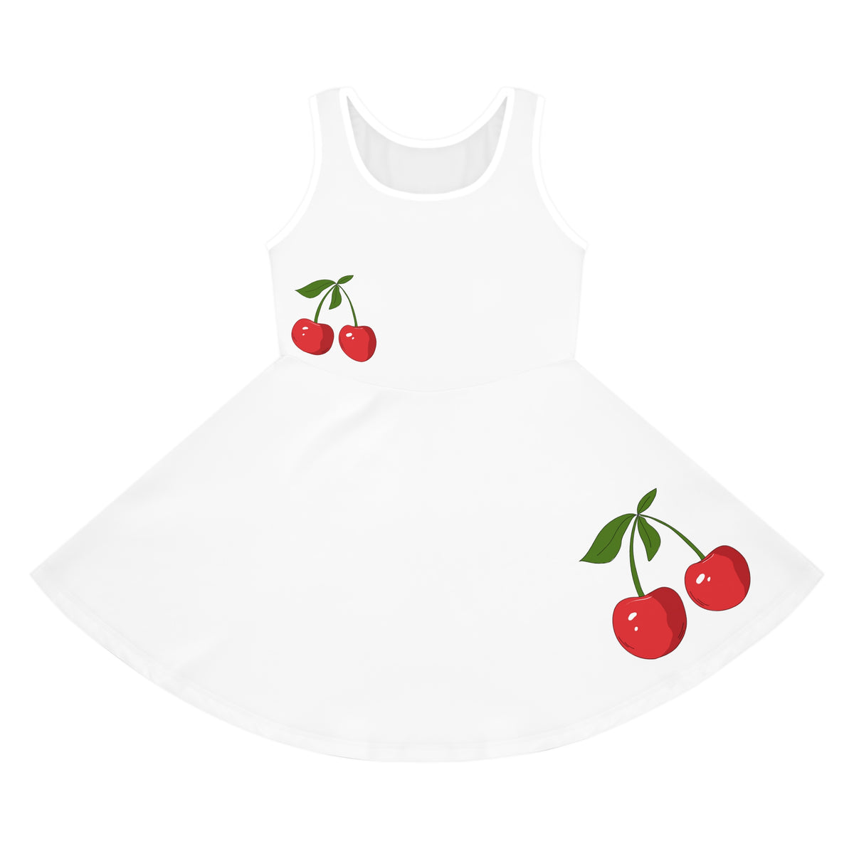Red Cherry Illustration Girls Sundress | Cute Fruit Tank Dress
