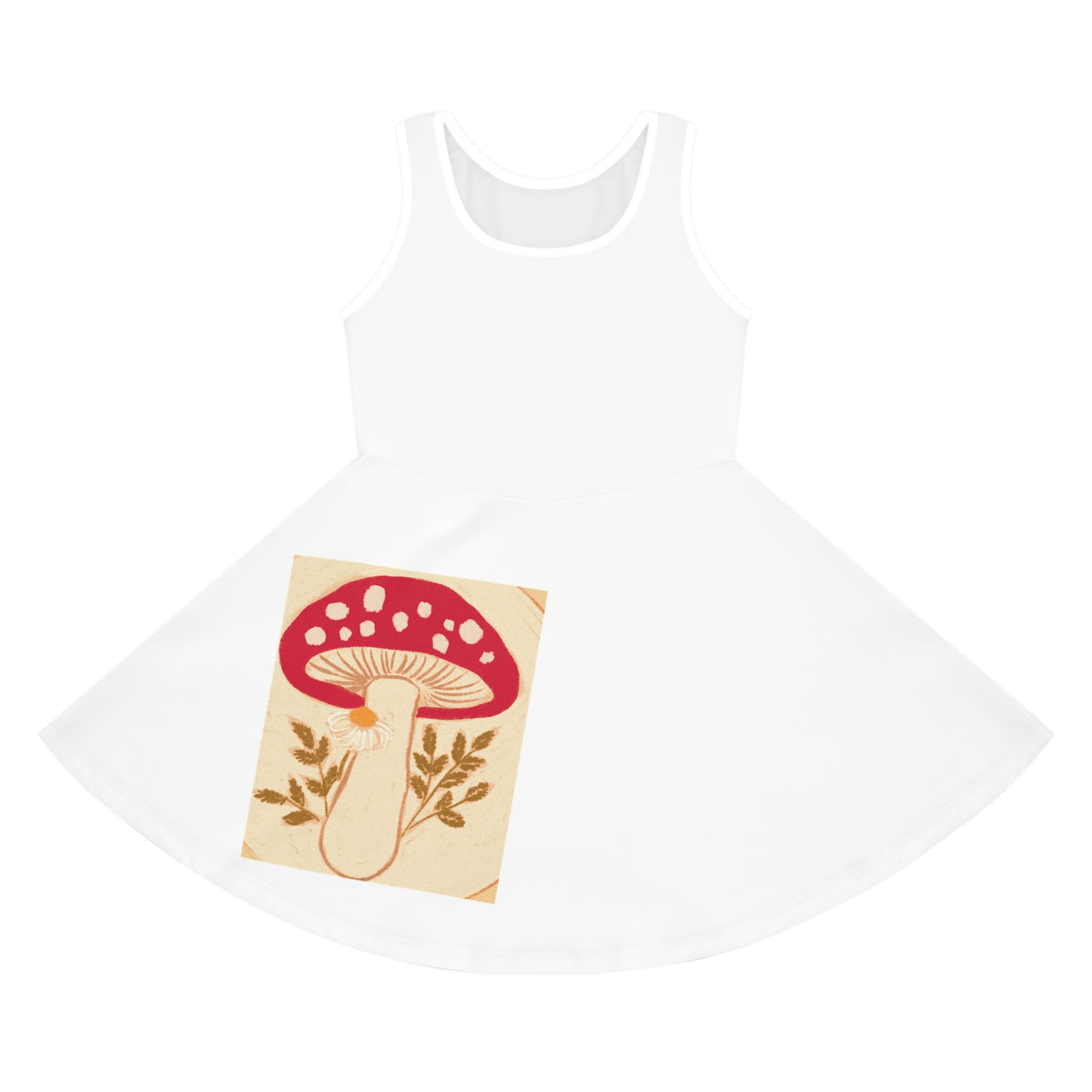 Girls' Mushroom Sundress - Cute Red Toadstool Floral AOP Dress