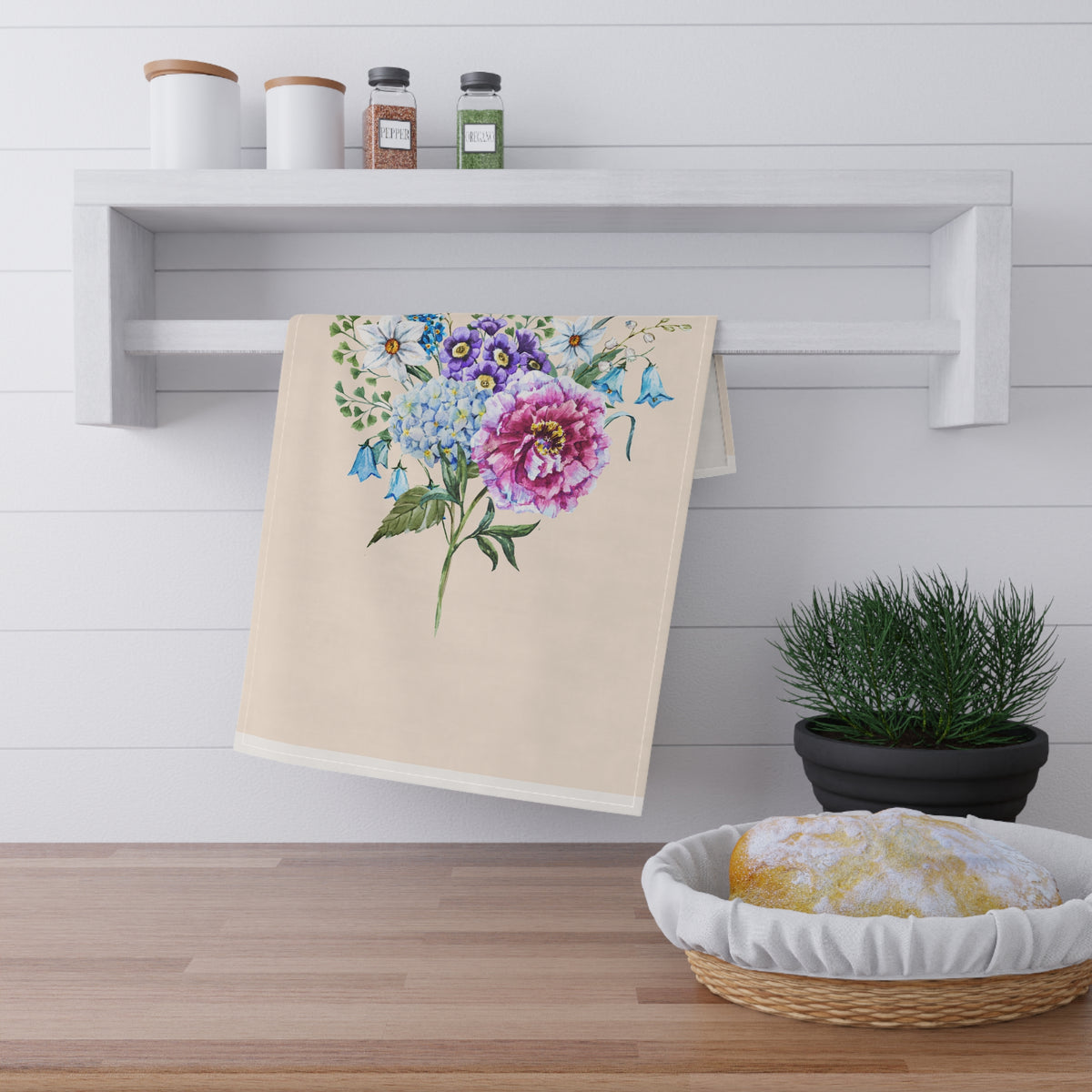 Floral Bouquet Tea Towel — 'A Gift for Mom' Cotton Kitchen Towel