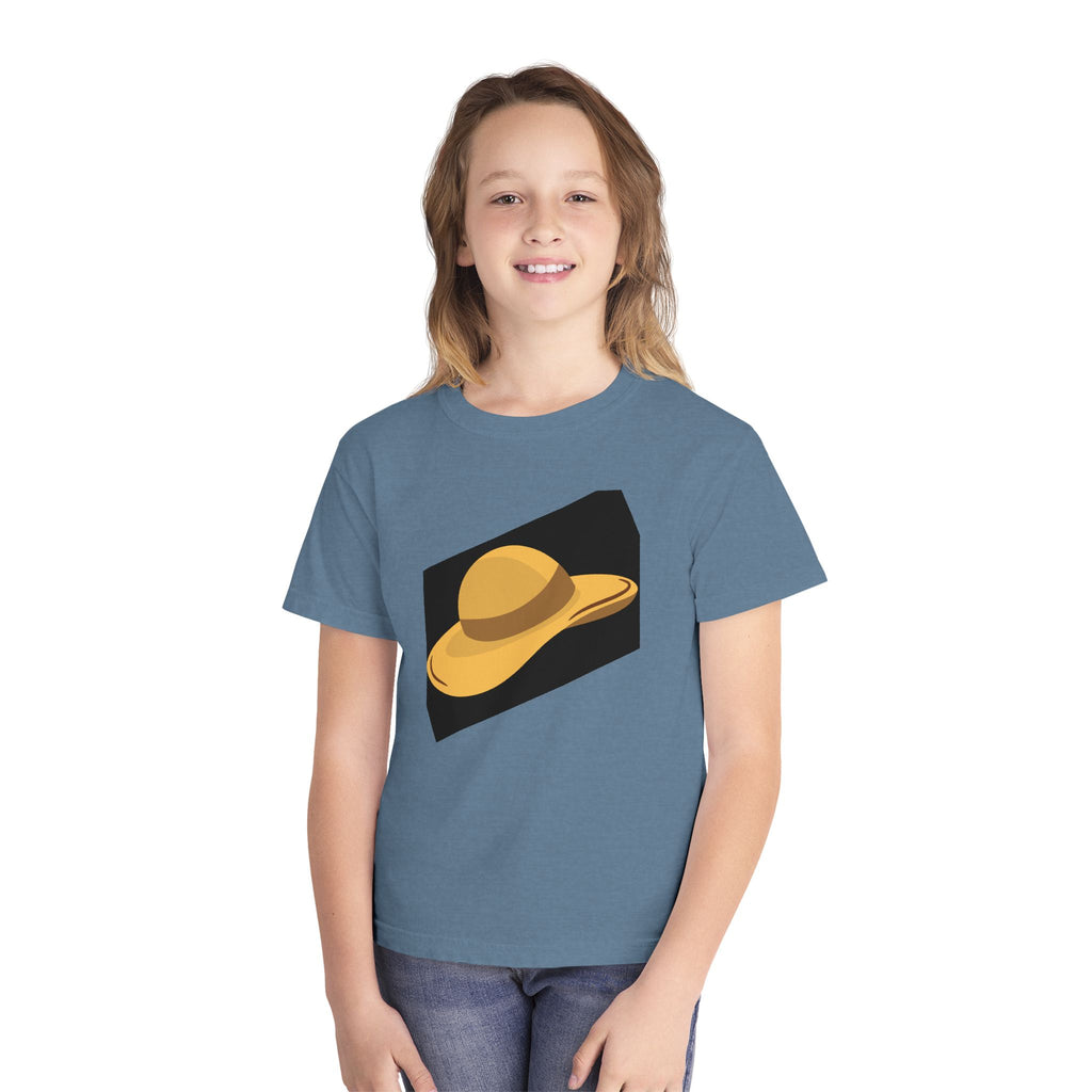 Straw Sun Hat Youth Tee | Summer Beach Graphic