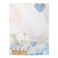 Baby Swaddle Blanket - Blue Elephant Nursery Swaddle with Hearts & Stars