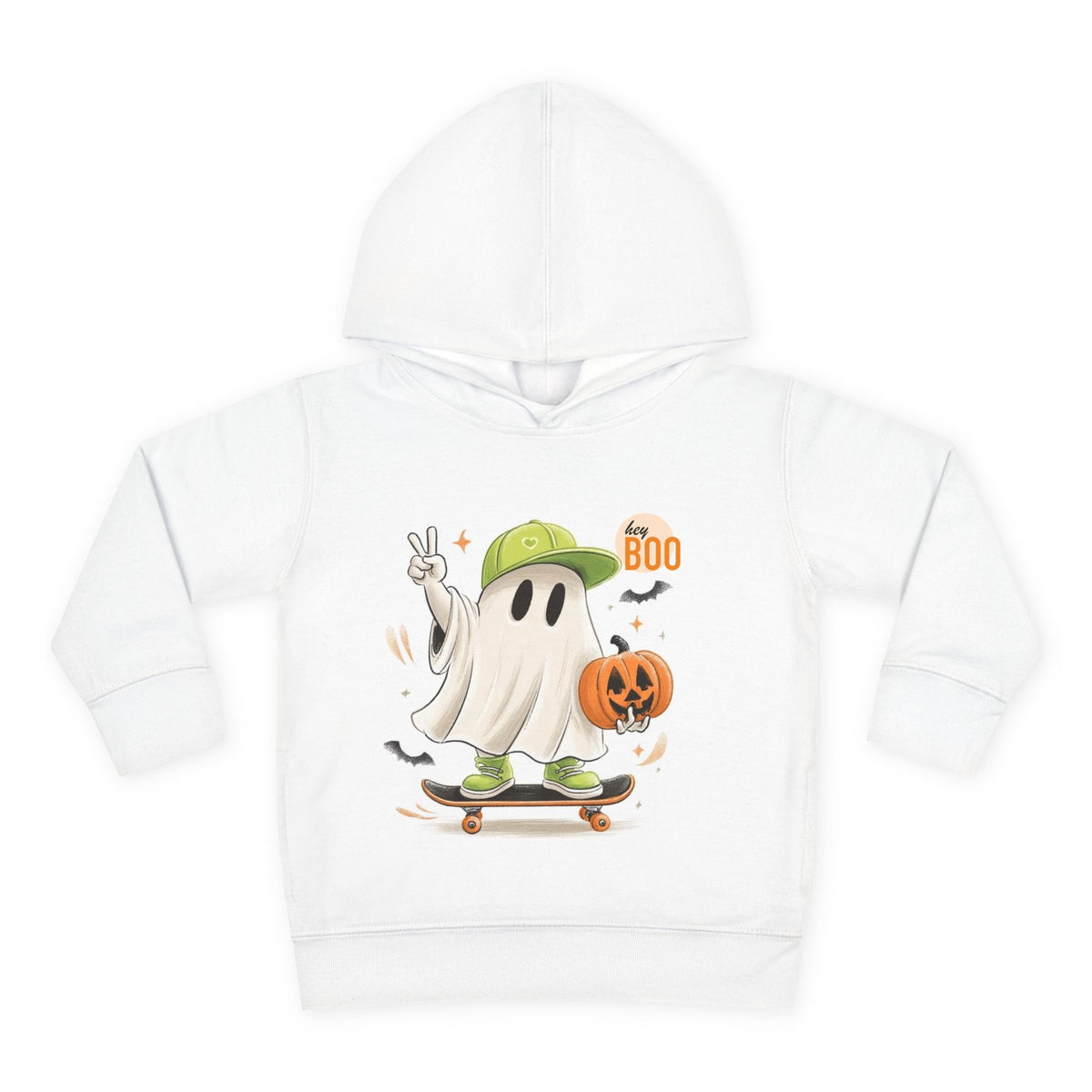 Toddler Halloween Hoodie - 'HalloQueen' Ghost Skateboard Pullover