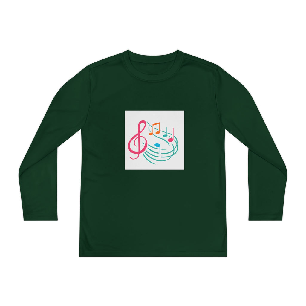 Colorful Music Notes Treble Clef Youth Long Sleeve