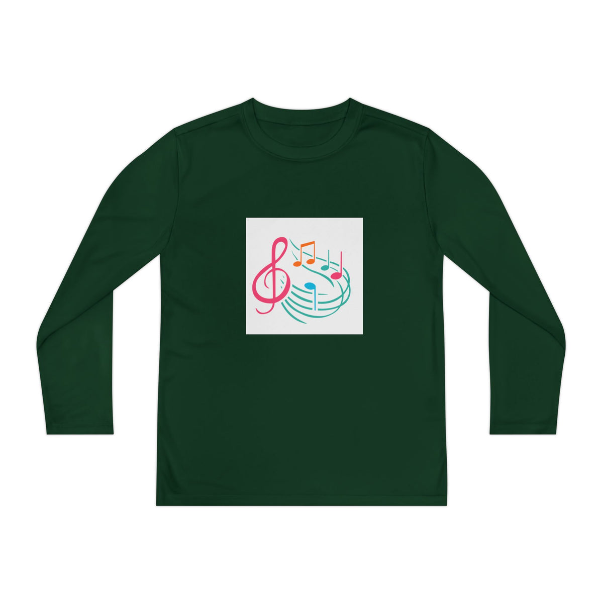 Colorful Music Notes Treble Clef Youth Long Sleeve