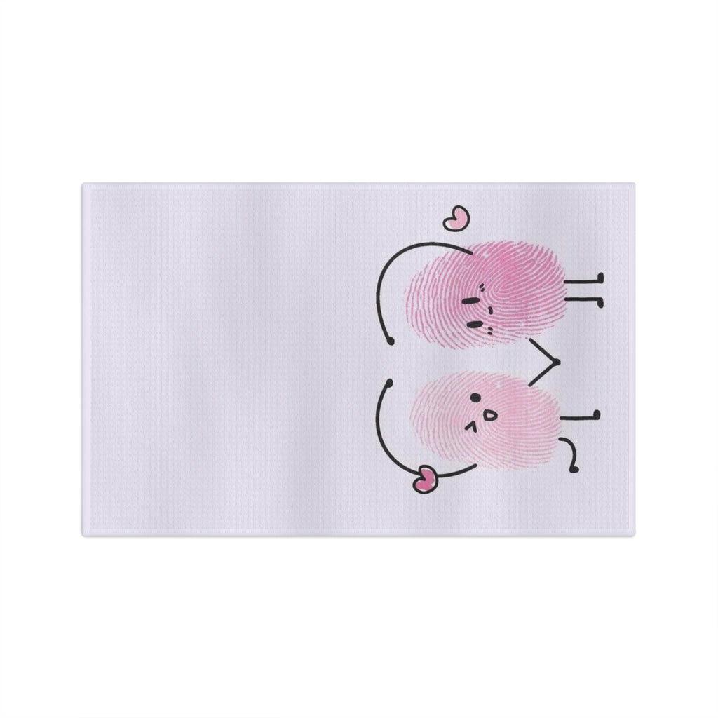 Tea Towel — Cute Pink Fingerprint Couple Heart Design (Valentine’s Day, Anniversary Gift)