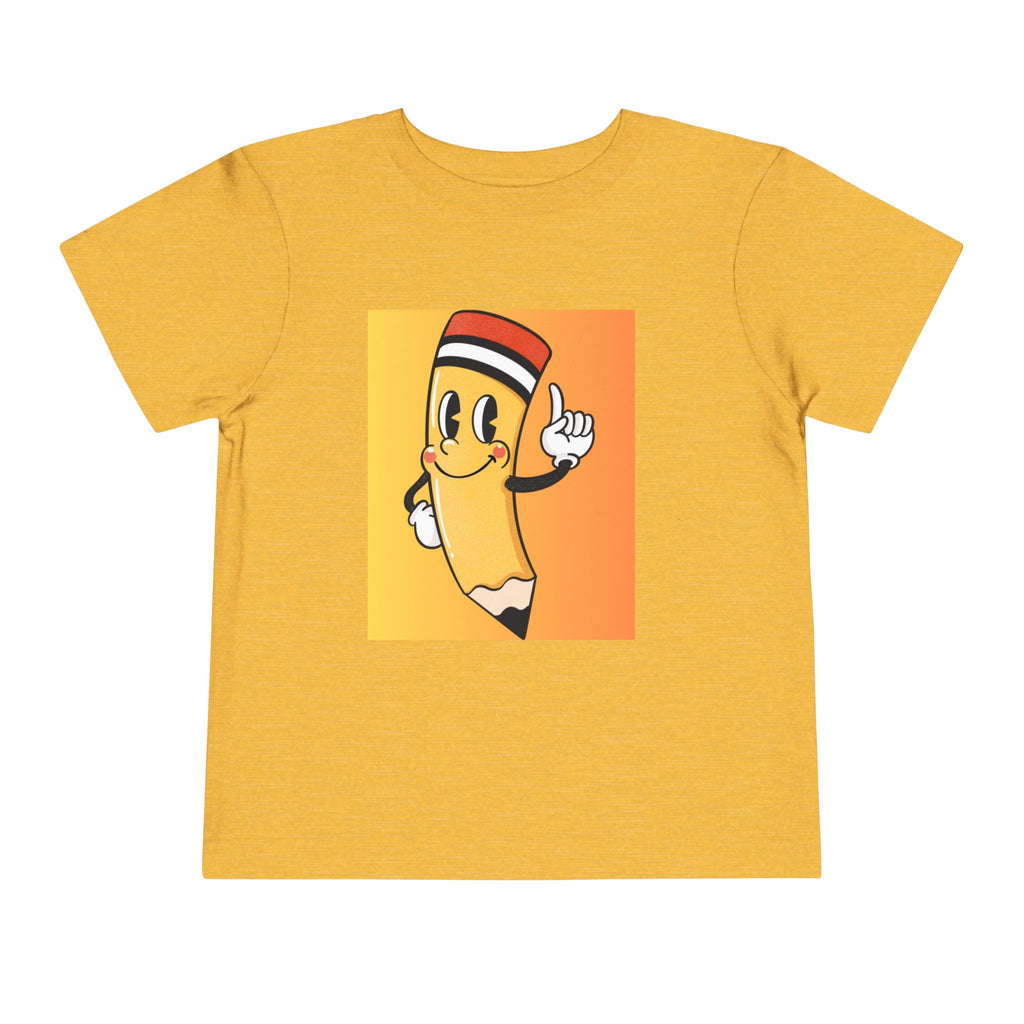 Toddler Tee — Smiling Cartoon Pencil Kids Shirt (Back-to-School, Art Class)