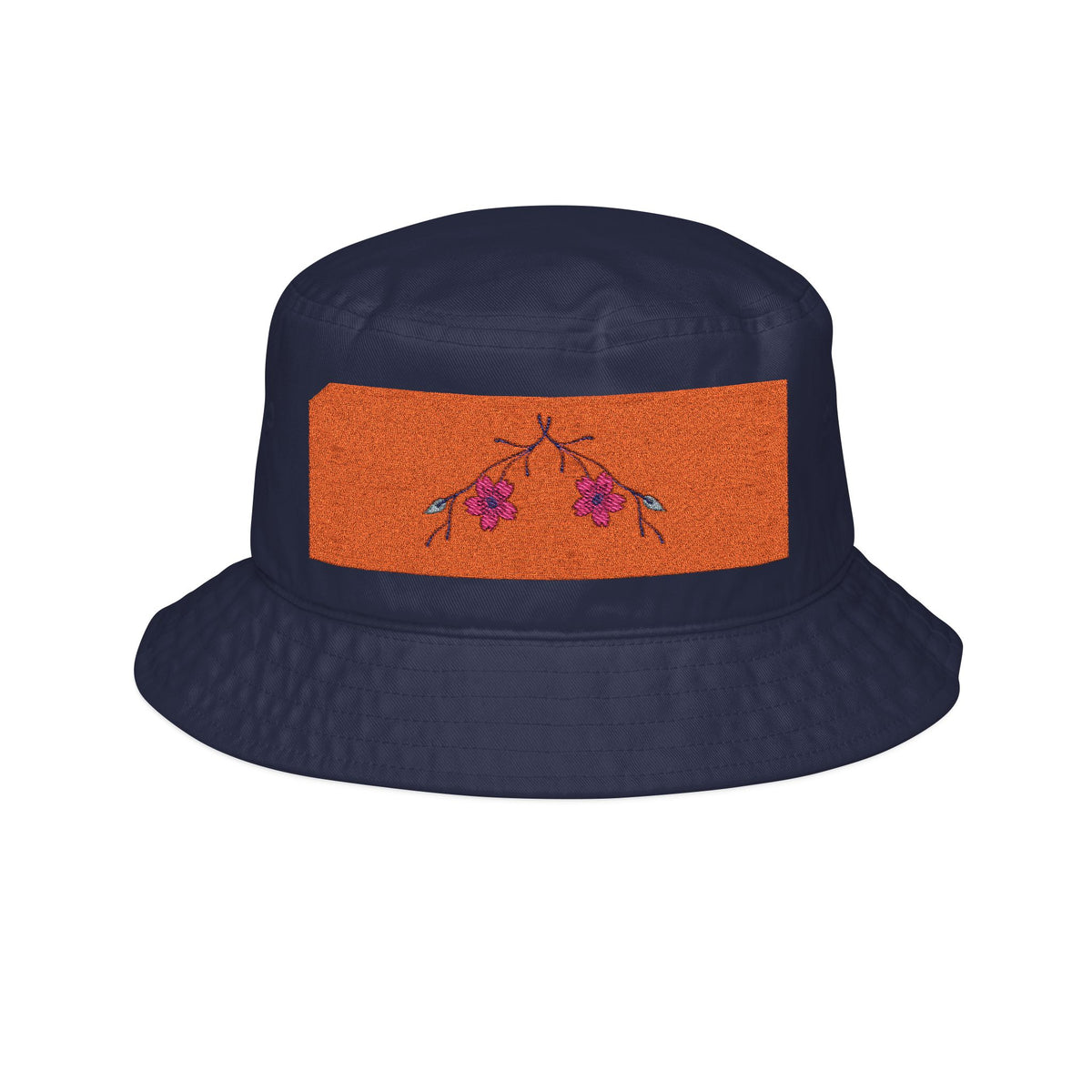 Embroidered Floral Stripe Bucket Hat — Orange Sparkle Patch