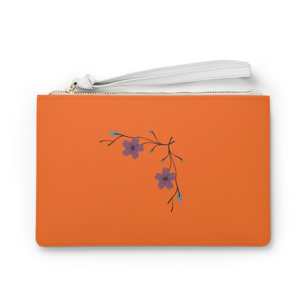 Orange Floral Clutch Bag – Minimal Purple Blossom Wristlet