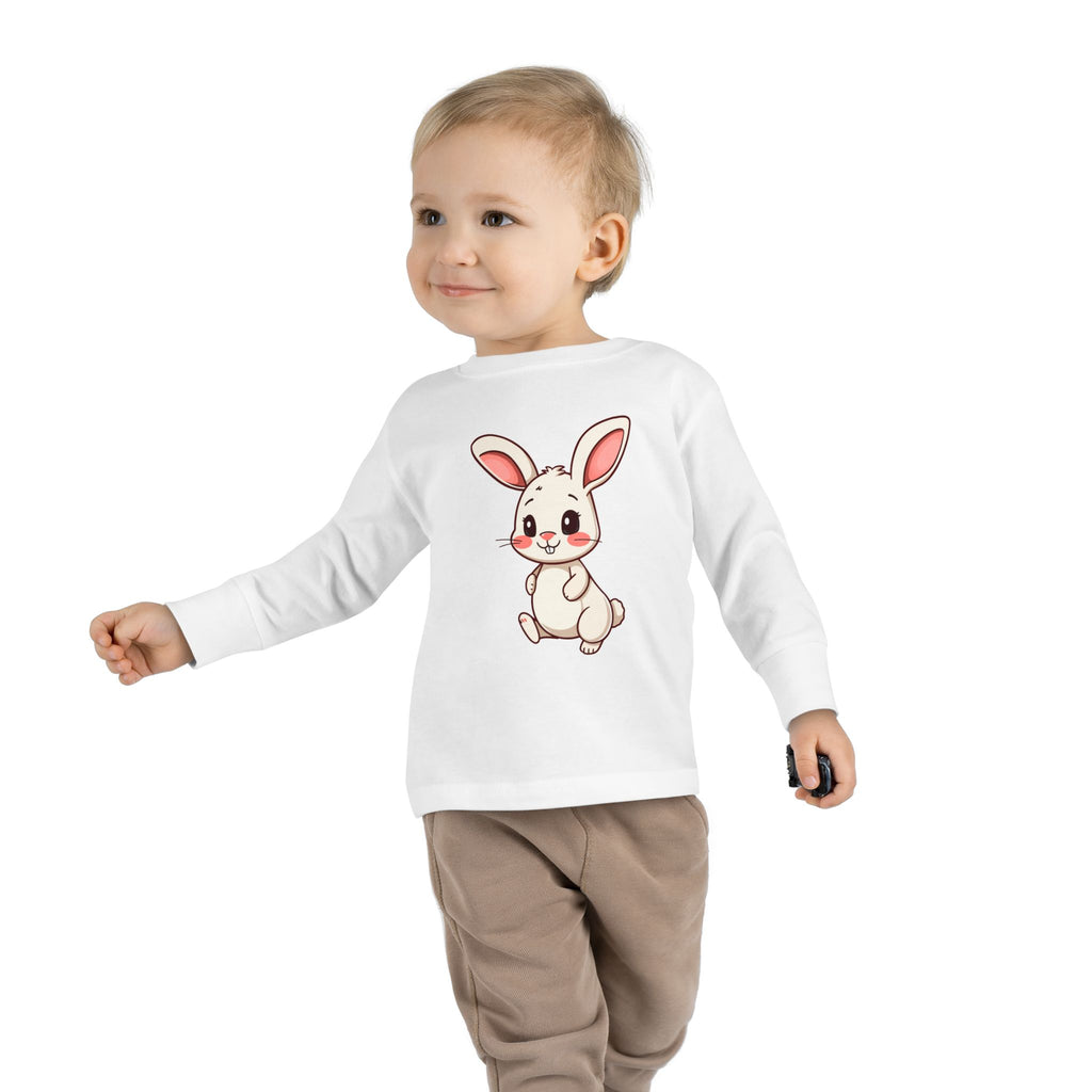 Cute Chubby Bunny Toddler Long Sleeve Tee | Baby Rabbit Illustration