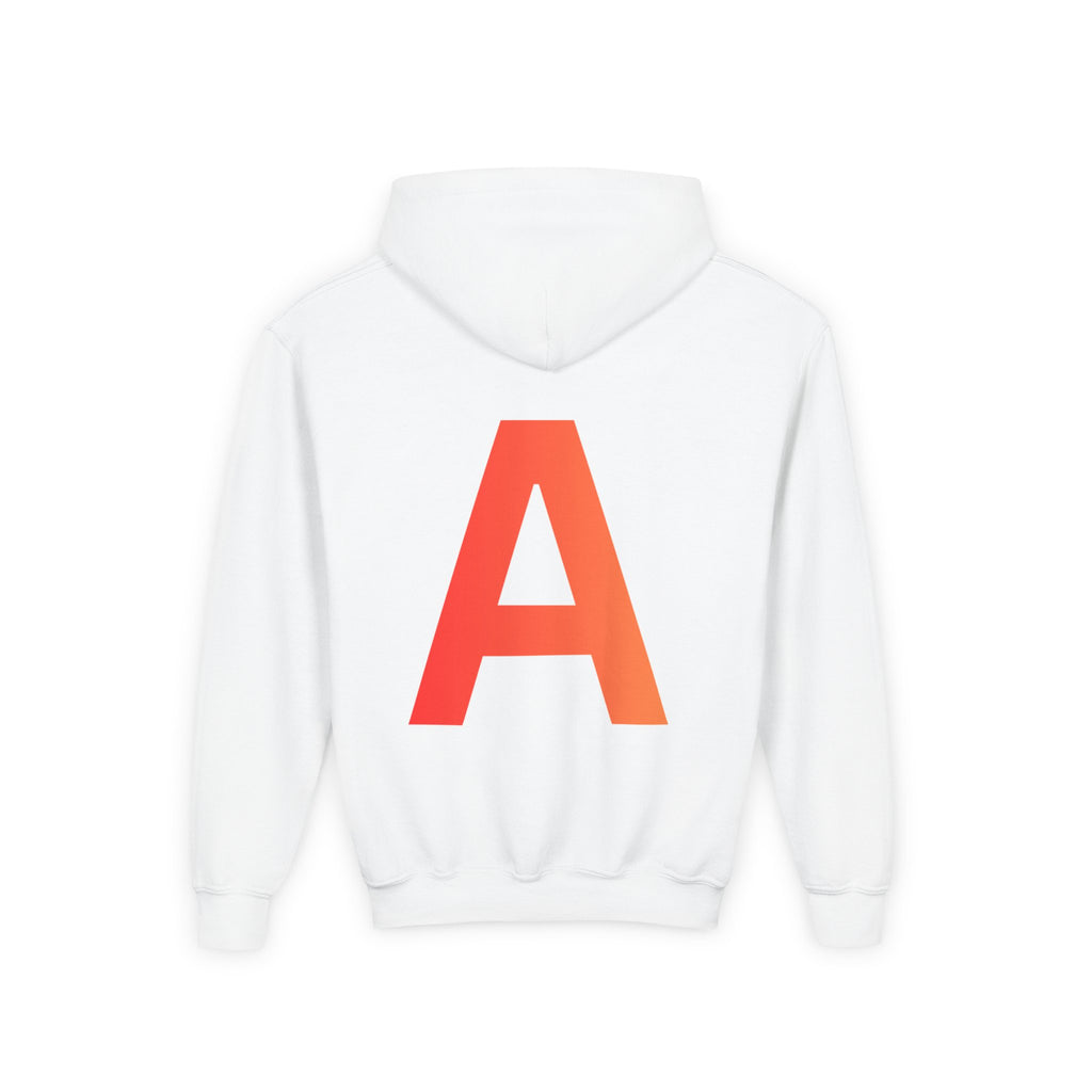 Orange Letter A Hoodie youth sweatshirt | Monogram Initial A Back Print