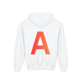 Orange Letter A Hoodie youth sweatshirt | Monogram Initial A Back Print