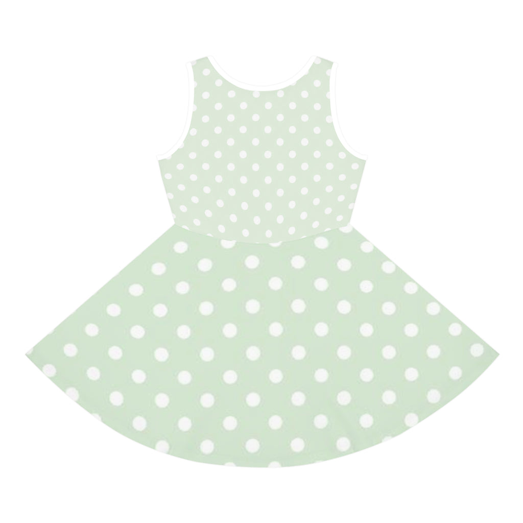 Girls’ Mint Polka Dot Sundress — Sleeveless Summer Dress for Kids