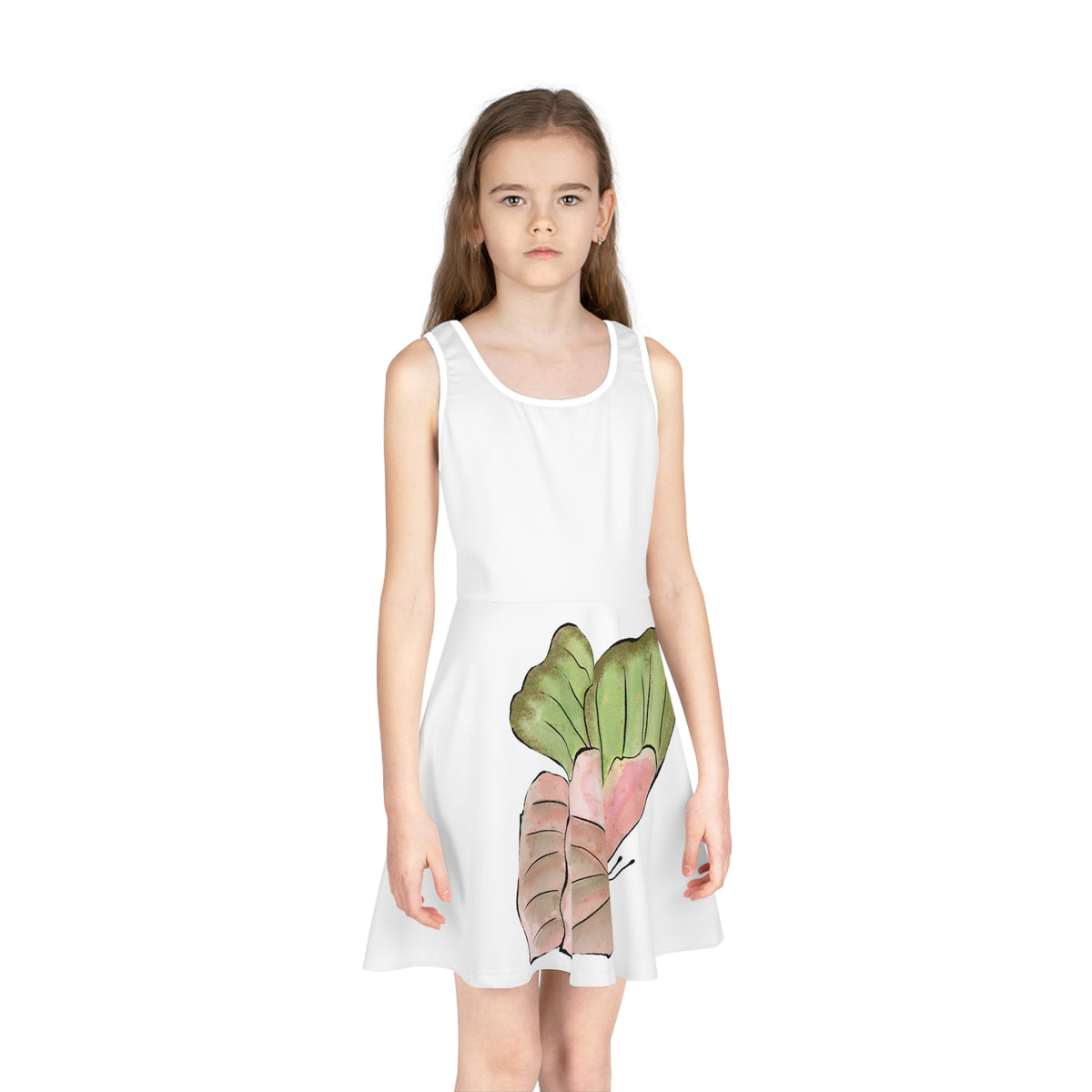 Girls' Butterfly Sundress — Pink & Green Watercolor Butterfly Tank Dress