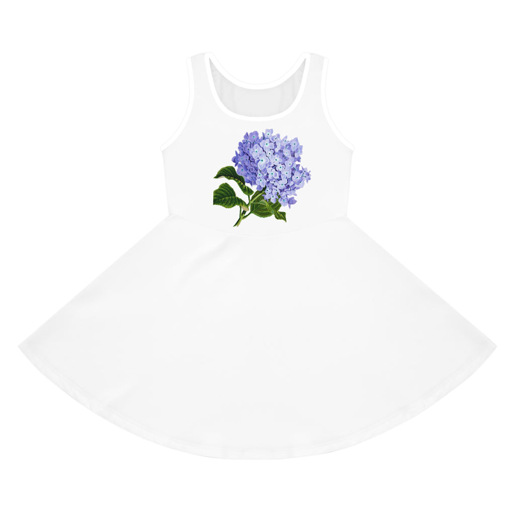 Hydrangea Floral Print Girls Sundress | Purple Flower Tank Dress