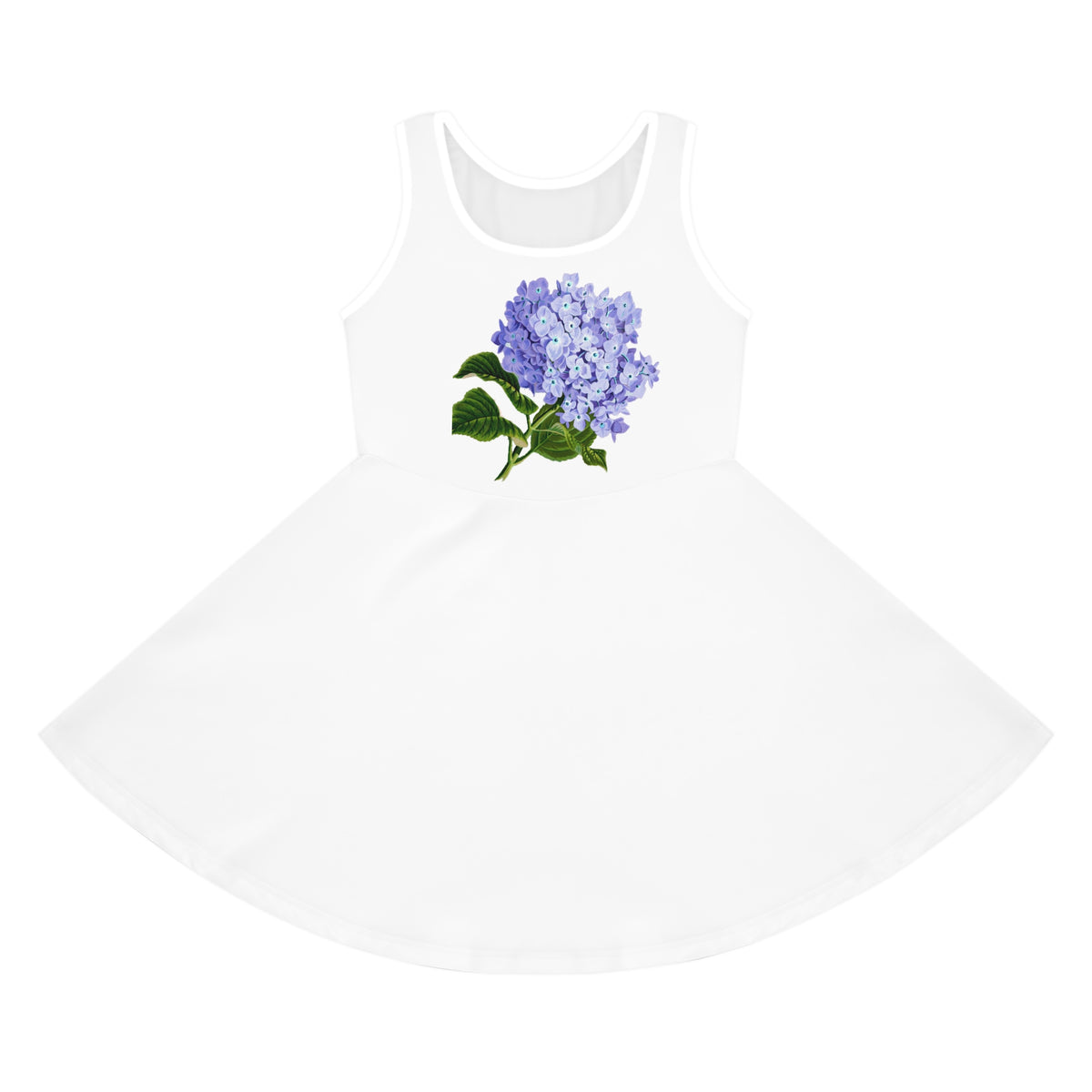 Hydrangea Floral Print Girls Sundress | Purple Flower Tank Dress