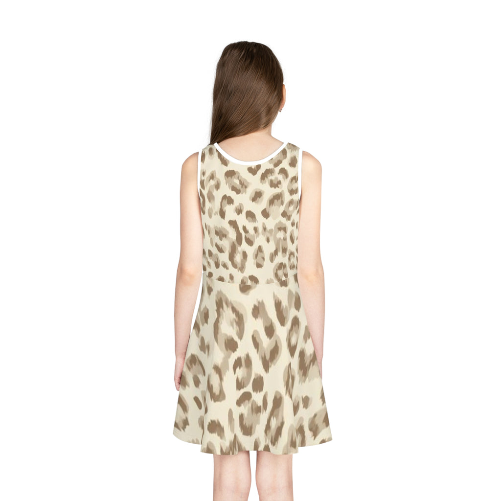 Girls' Leopard Print Sundress – Beige Safari AOP Twirl Dress