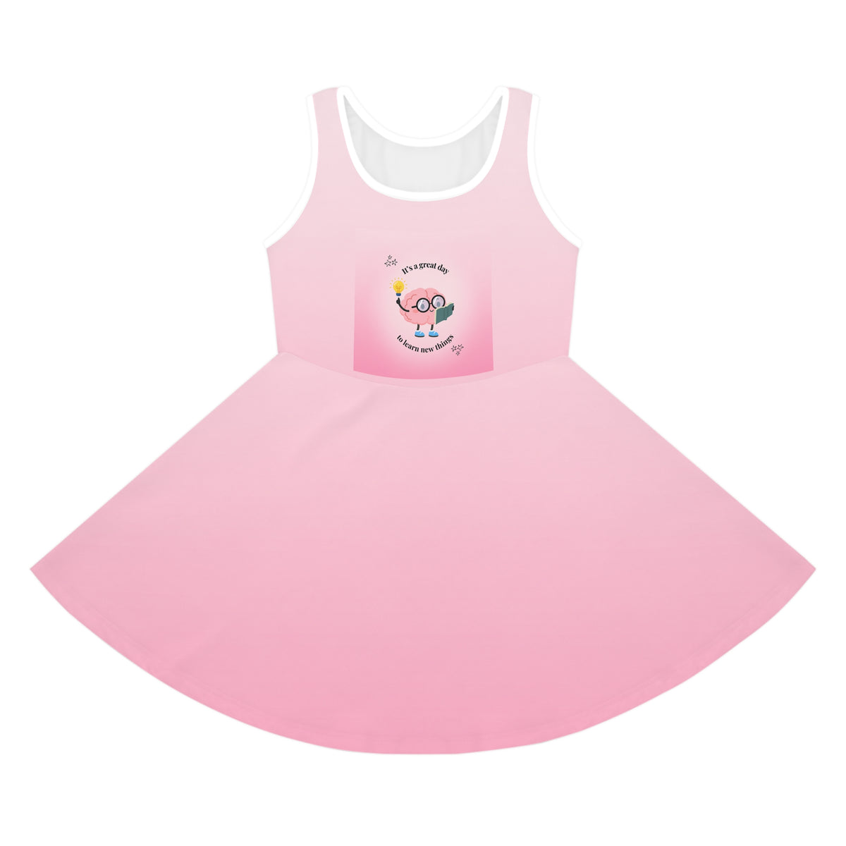 Girls’ Pink Sundress — 'Be Yourself' Cute Cartoon Sun Design