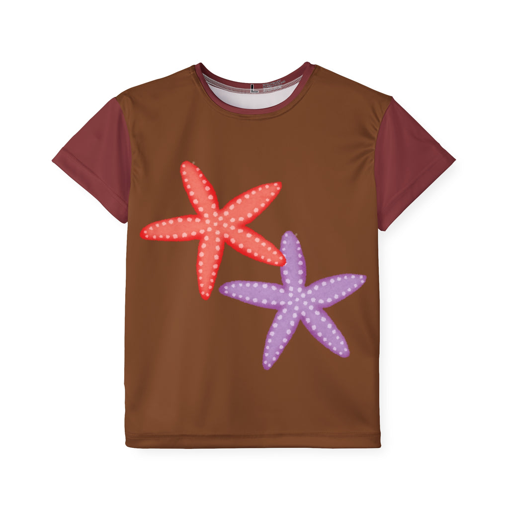Kids Starfish Sports Jersey — Brown All-Over Print Athletic Tee