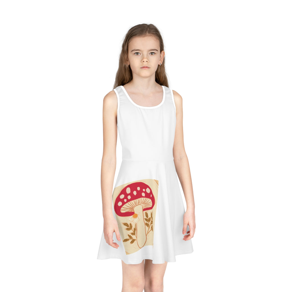 Girls' Mushroom Sundress - Cute Red Toadstool Floral AOP Dress