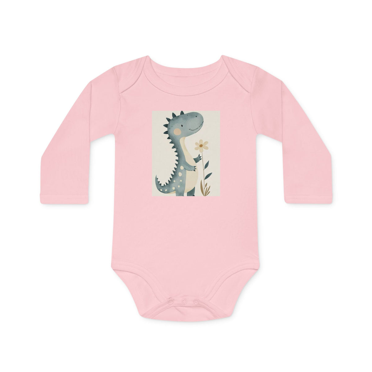 Dinosaur Floral Baby Bodysuit — Organic Long-Sleeve Infant Onesie